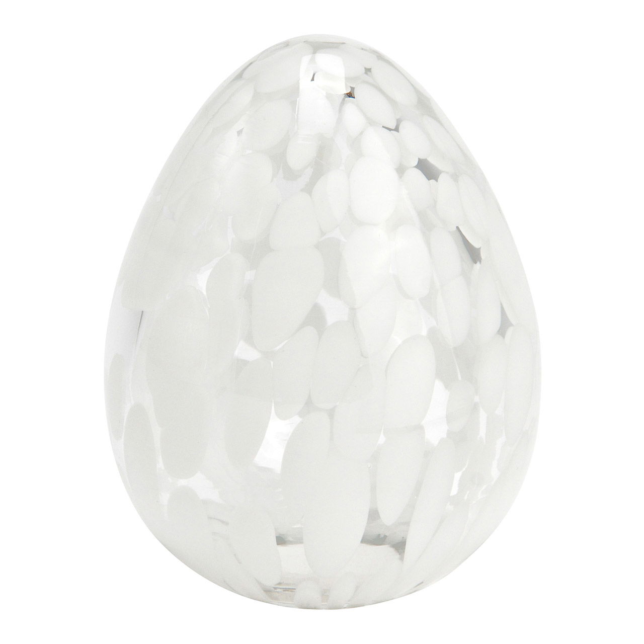 Uovo di Pasqua a puntini in vetro bianco (L/H/D) 6x9x6cm