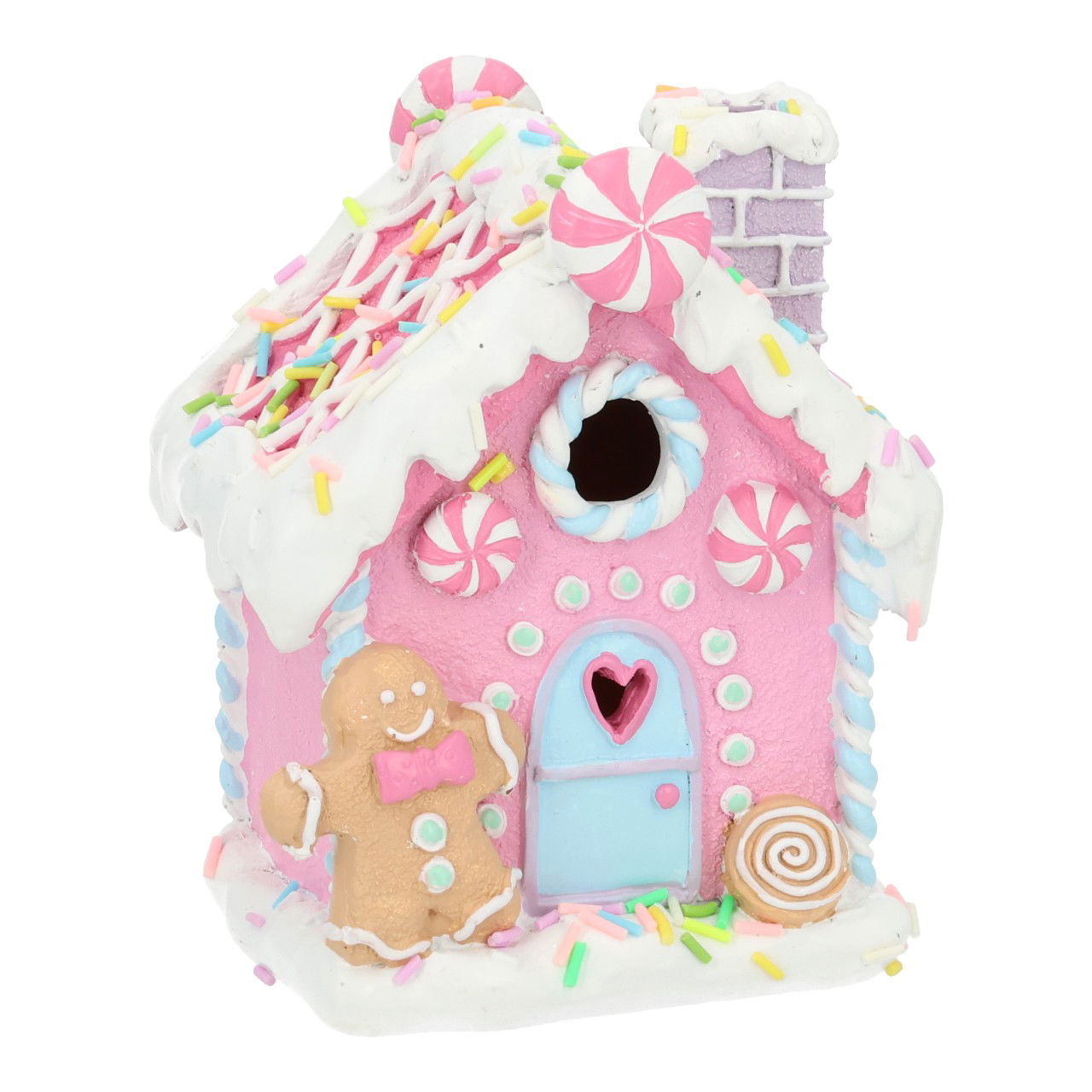 Casa de jengibre LED de polietileno rosa/rosa (A/A/A) 10x13x8cm excl. 2xAAA Essen, Süßigkeiten, Plätzchen, Geburtstagstorte, Zuckerguss