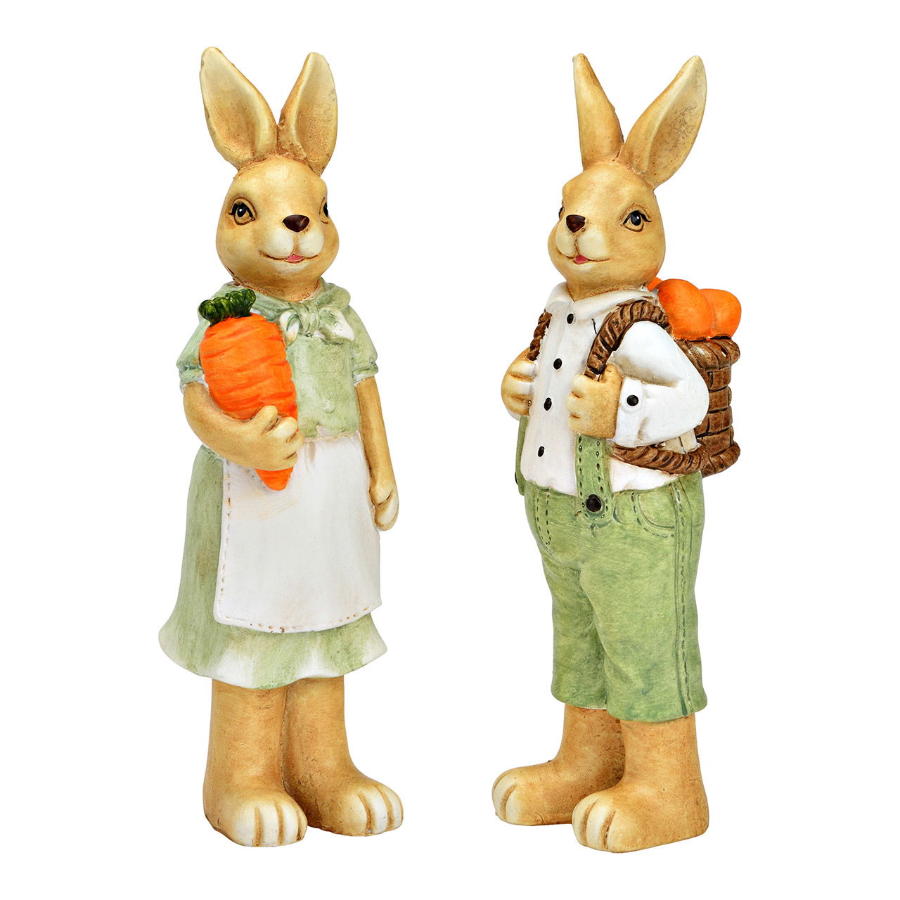 Poly rabbit figurine, 2-fold, green/white/brown (W/H/D) 7x23x7cm