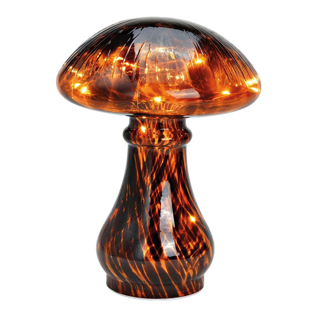 Champignon avec 20 LED, 6/18 minuterie, en verre brun (L/H/P) 18x25x18cm