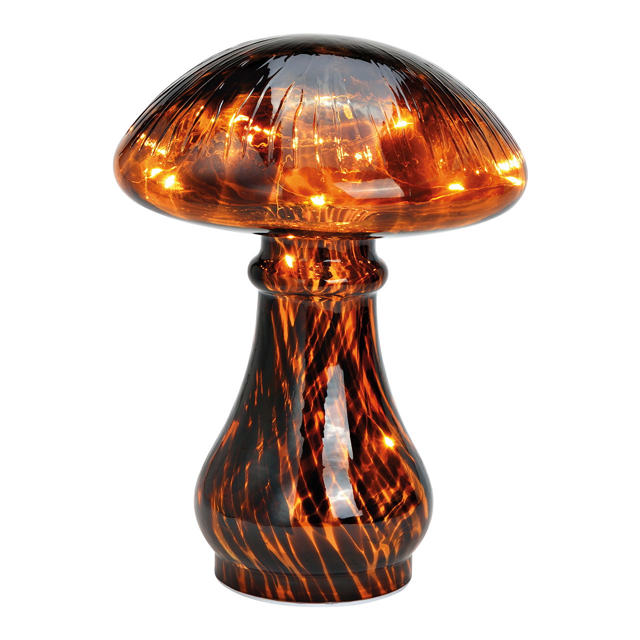 Pilz mit 20er LED, 6/18 Timer, aus Glas braun (B/H/T) 18x25x18cm Pilz mit 20er LED, 6/18 Timer, aus Glas braun (B/H/T) 18x25x18cm