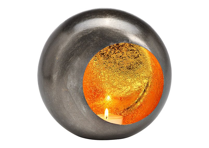 Lanterna in metallo nero, oro (L/H/D) 22x22x10cm