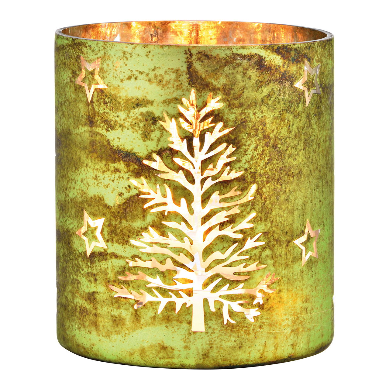 Árbol de luz eólica, estrella decorativa de cristal verde (A/A/P) 15x17x15cm