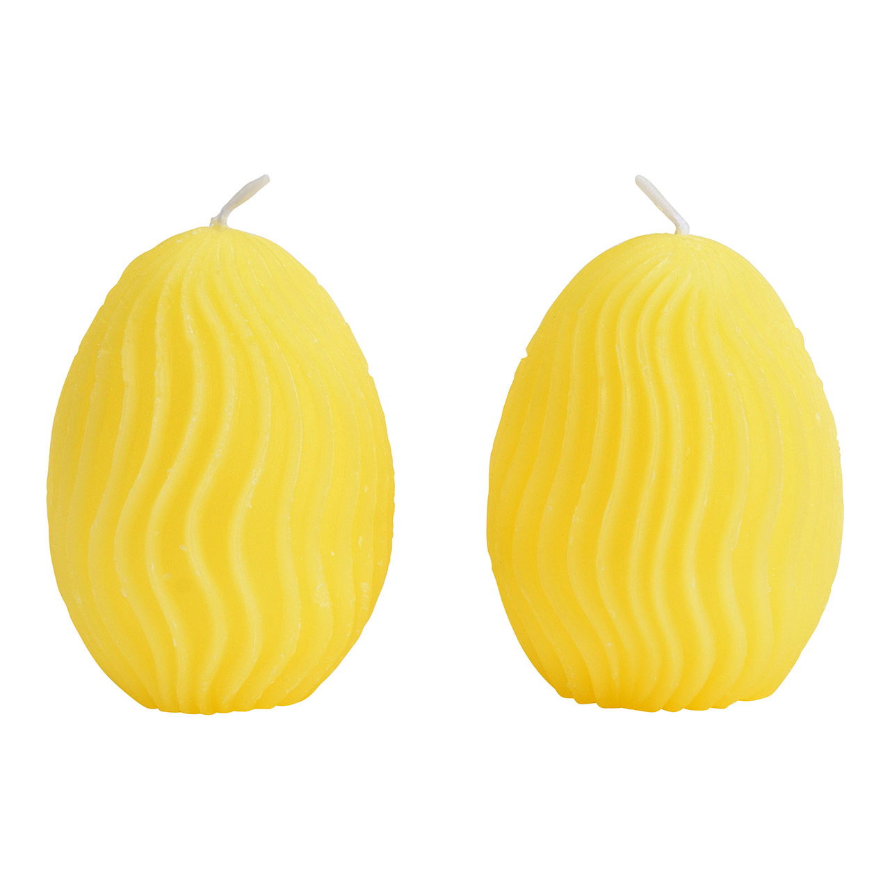 Candela uovo di Pasqua 3D a strisce in cera (tempo di combustione circa 3 ore), set di 6, giallo (L/H/D) 5x6x5cm Candela uovo di Pasqua 3D a strisce in cera (tempo di combustione circa 3 ore), set di 6, giallo (L/H/D) 5x6x5cm