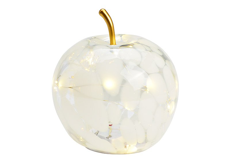 Apple with 20s LED with 6/18 timer made of glass White (W/H/D) 16x17x16cm