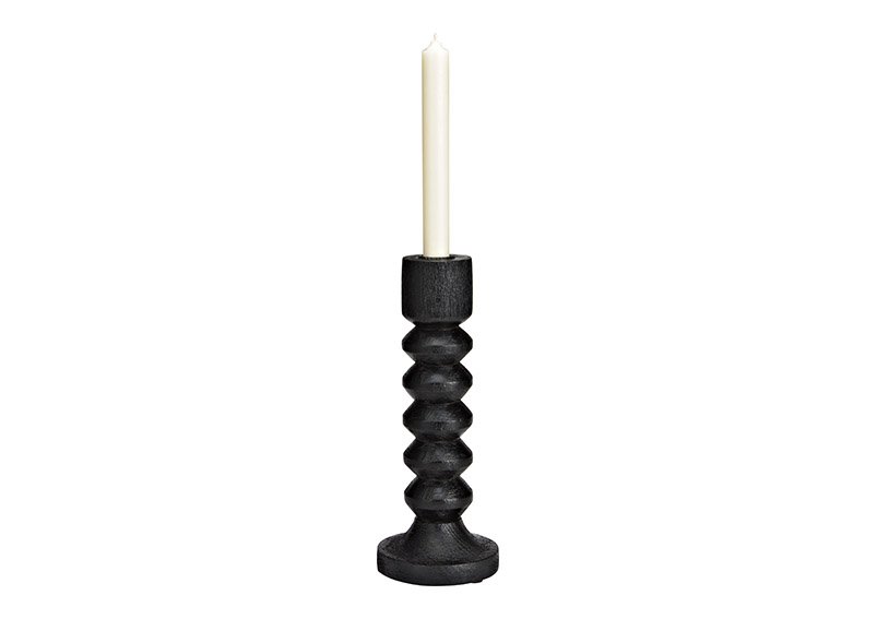 Kerzenhalter aus Mangoholz schwarz (B/H/T) 10x25x10cm