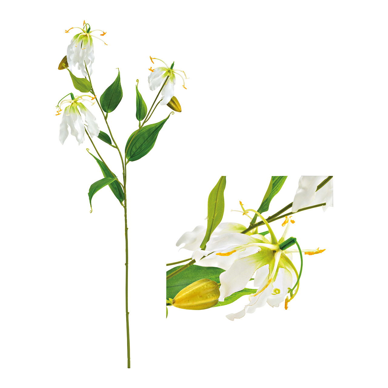 Lirio Gloriosa flor artificial de plástico blanco (H) 84cm