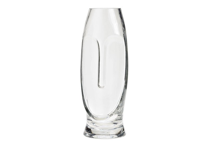 Vase face of glass Transparent (W/H/D) 9x25x9cm