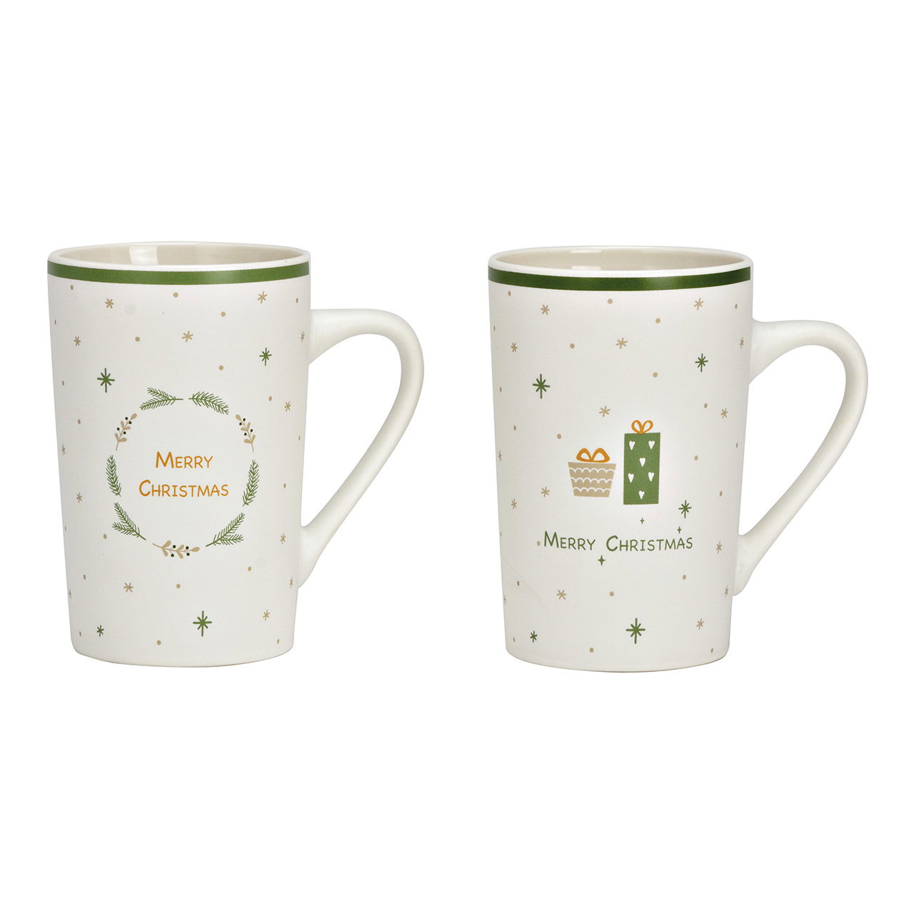 Porcelain Christmas motif mug white 2-fold, (W/H/D) 12x12x8cm 385ml Pokal, Porzellan, Töpferei, Kaffee, Kaffeetasse