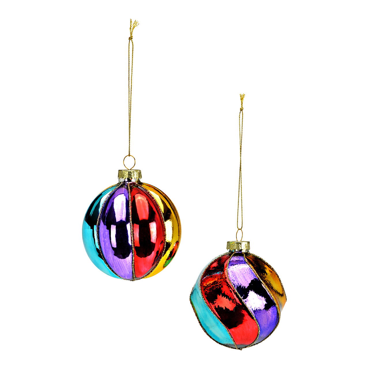 Boule de Noël en verre, 2 fois, multicolore Ø8cm