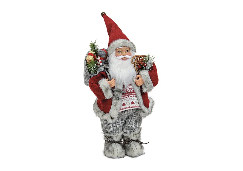 Babbo Natale in rosso in plastica/tessuto (L/H/D) 18x30x12 cm