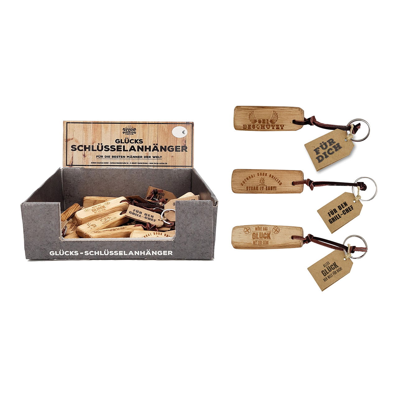 Schlüsselanhänger Glücks, für die besten Männer der Welt, aus Holz Natur (B/H/T) 7x2x1cm Schlüsselanhänger Glücks, für die besten Männer der Welt, aus Holz Natur (B/H/T) 7x2x1cm