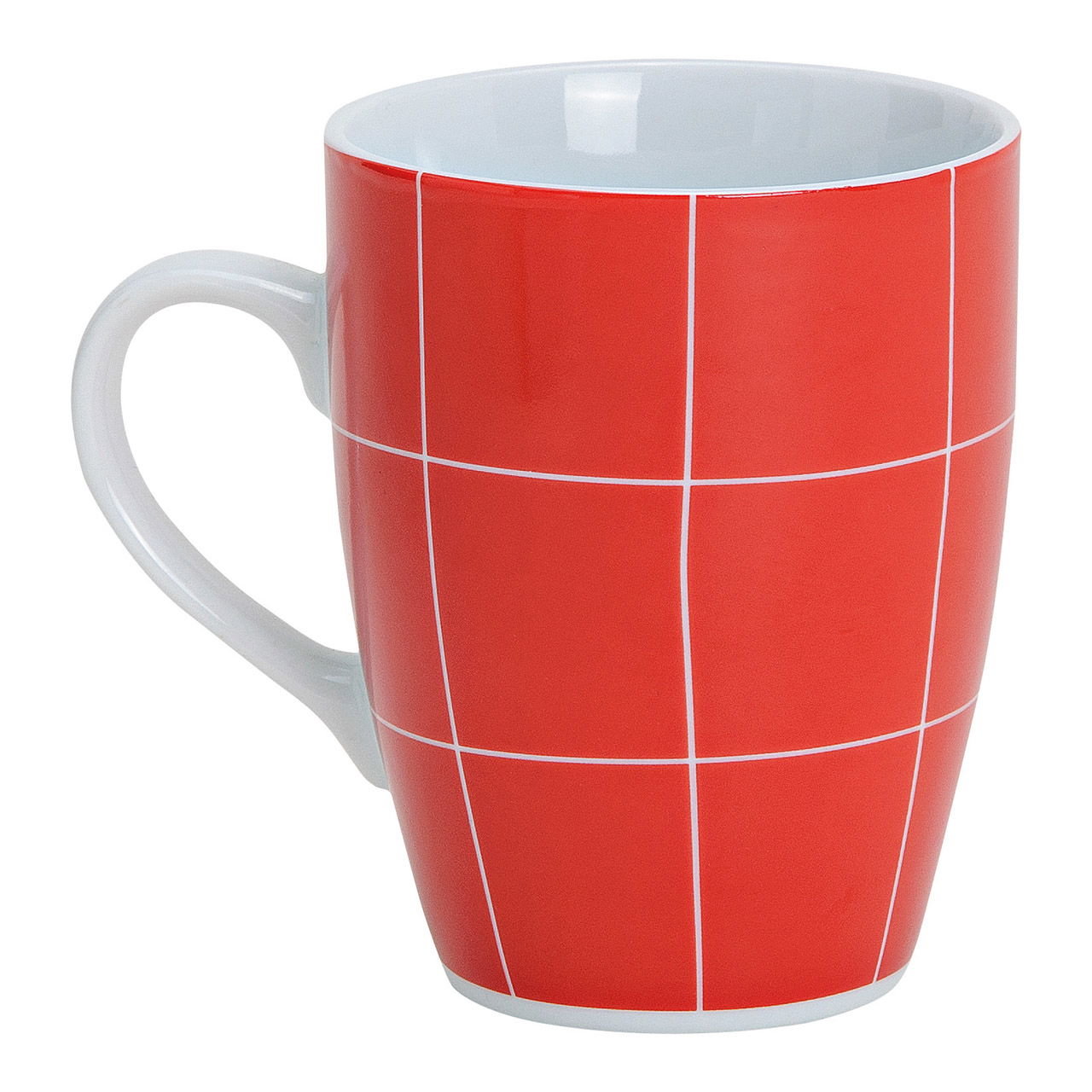 Tazza a righe rosso-bianco, 4 assortiti in porcellana, 10 cm 250ml