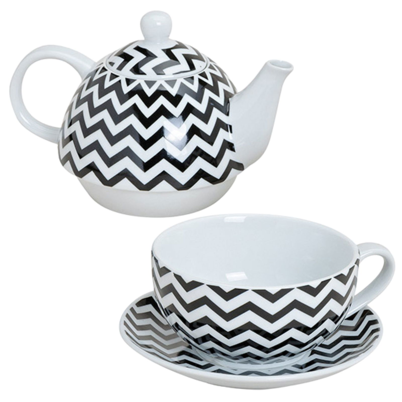 Teekannen-Set Retro aus Porzellan, 3-teilig, 2-fach sortiert H/B/T 15/17/15 cm Töpferei, Kochgeschirr, Topf, Porzellan, Tasse