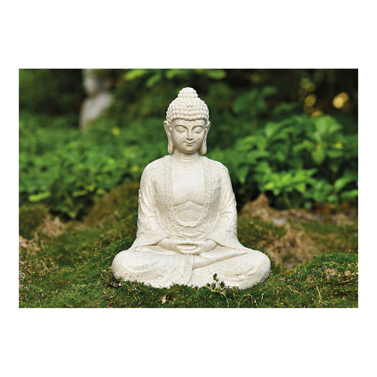 Bouddha beige en poly, L19 x P13 x H23 cm Kunst, Person, Gebet, Buddha, Gesicht