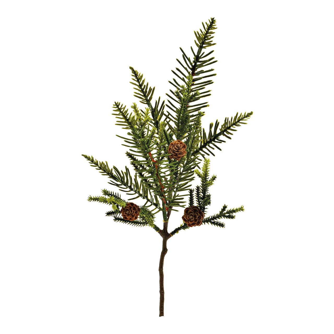 Fleur artificielle mélange de sapins Pick avec cônes en plastique vert (H) 33cm