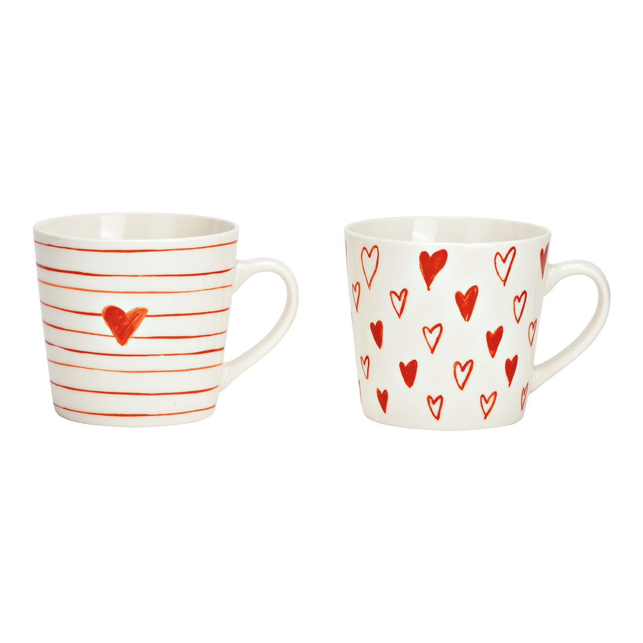Jumbo Becher Herz Dekor aus Porzellan weiß 2-fach, (B/H/T) 15x10x10cm Jumbo Becher Herz Dekor aus Porzellan weiß 2-fach, (B/H/T) 15x10x10cm