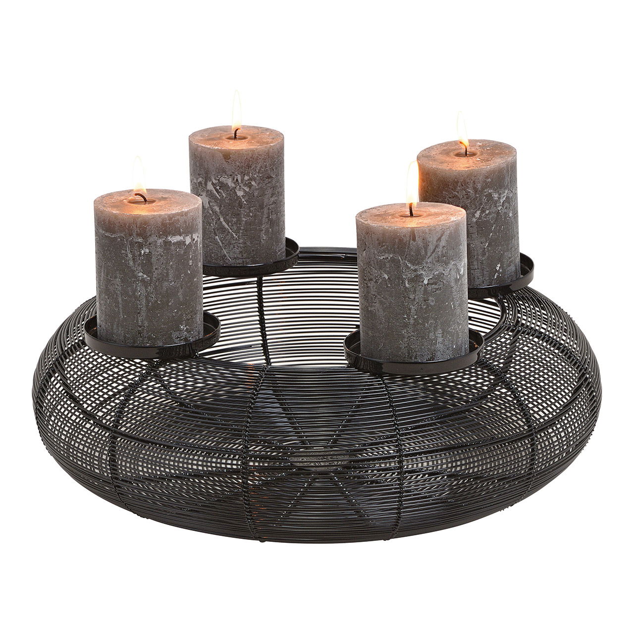 Adventskranz aus Metall, Schwarz (B/H/T) 38x13x38cm Adventskranz aus Metall, Schwarz (B/H/T) 38x13x38cm