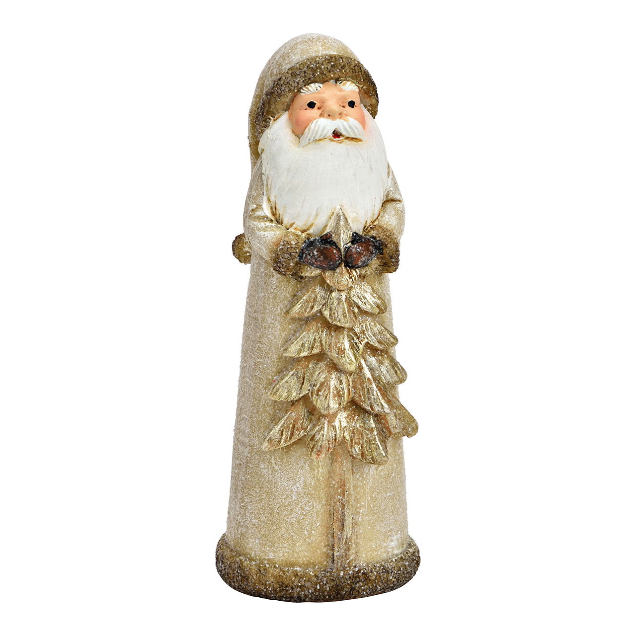 Kerstman met glitter van poly champagne (B/H/D) 5x14x5cm