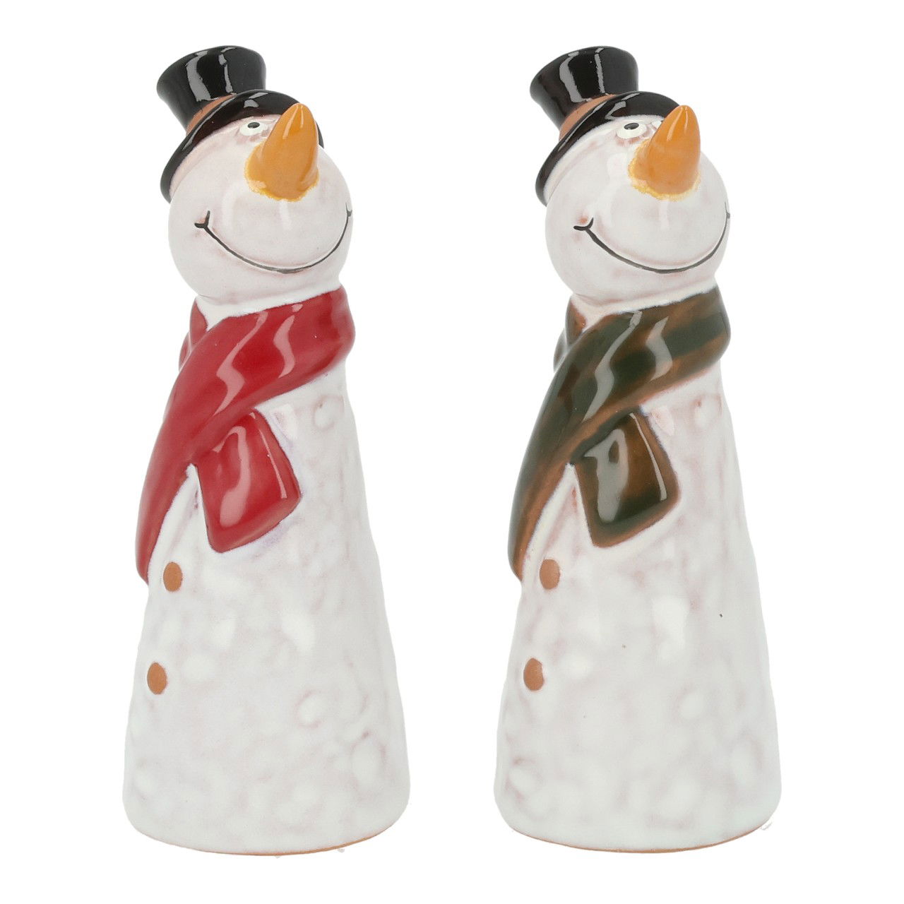 Bonhomme de neige en faïence blanche 2 fois assorti (L/H/P) 4x11x4cm Figur, Natur, Im Freien, Schneemann, Winter