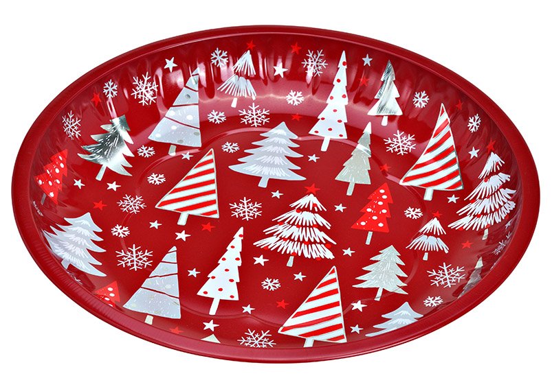 Plate christmas tree metall red 25x3x25cm
