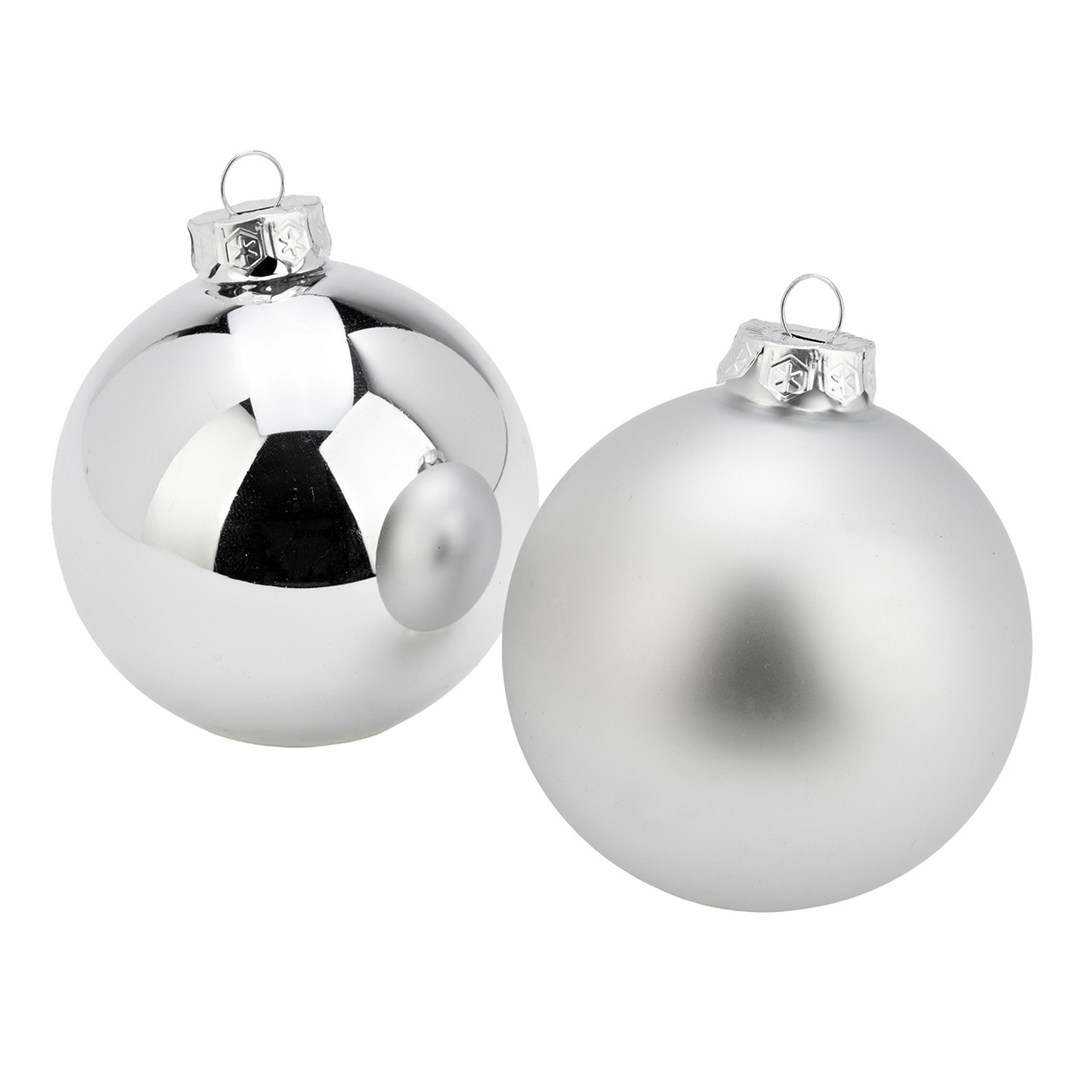 Weihnachtskugel RW_16345 aus Glas Silber 6er Set (B/H/T) 8x8x8cm Weihnachtskugeln, Baumschmuck, Spiegelglanz, Silber, Set