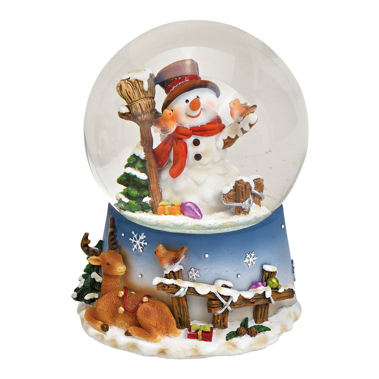 Music box, snowglobe snowman made of poly, glass 2-fold, (w / h / d) 10x14x11cm