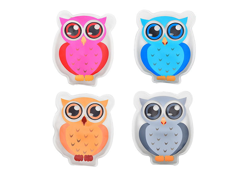 Taschenwärmer aus Kunststoff, Eule, 4-fach sortiert, B8 x H10 cm Taschenwärmer aus Kunststoff, Eule, 4-fach sortiert, B8 x H10 cm