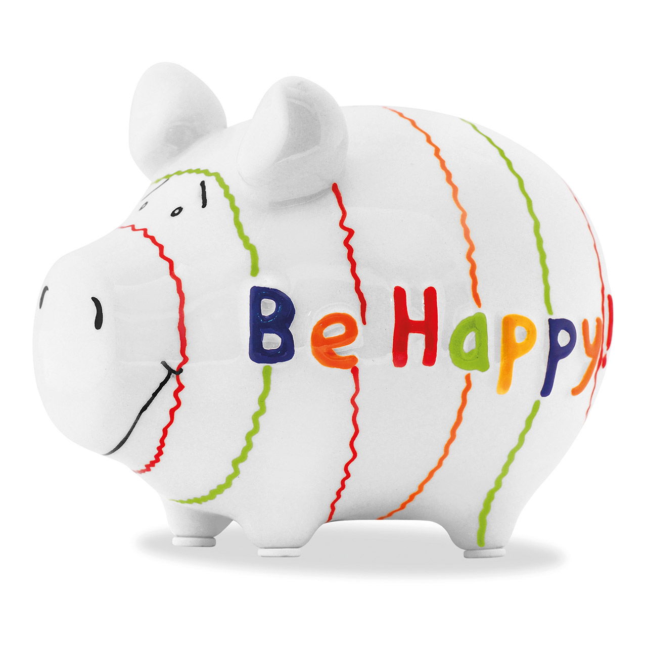 Spardose KCG Kleinschwein, Be Happy, aus Keramik (B/H/T) 12,5x9x9 cm