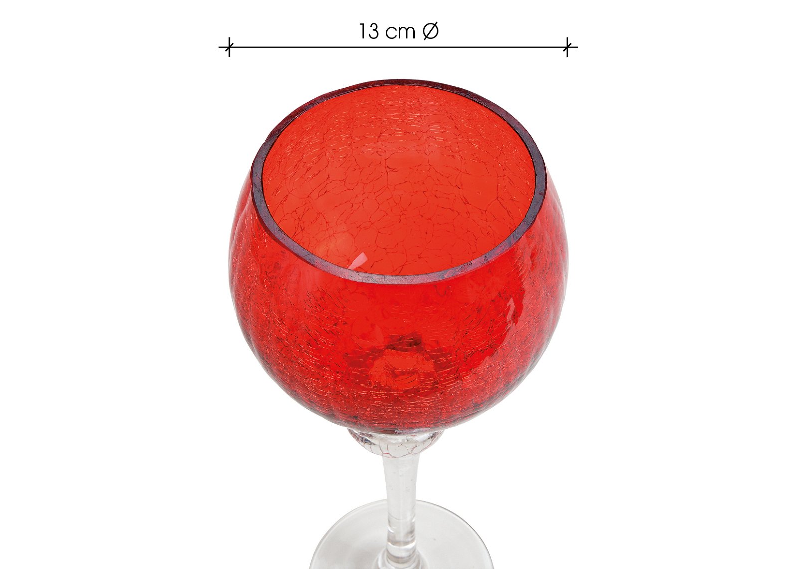 Lantaarn set bokaal Krakend rood, 30, 35, 40cm x Ø13cm, gemaakt van glas, set van 3