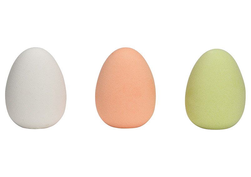 Uovo di Pasqua in ceramica verde, rosa, bianco a 3 pieghe, (L/H/D) 8x11x8cm
