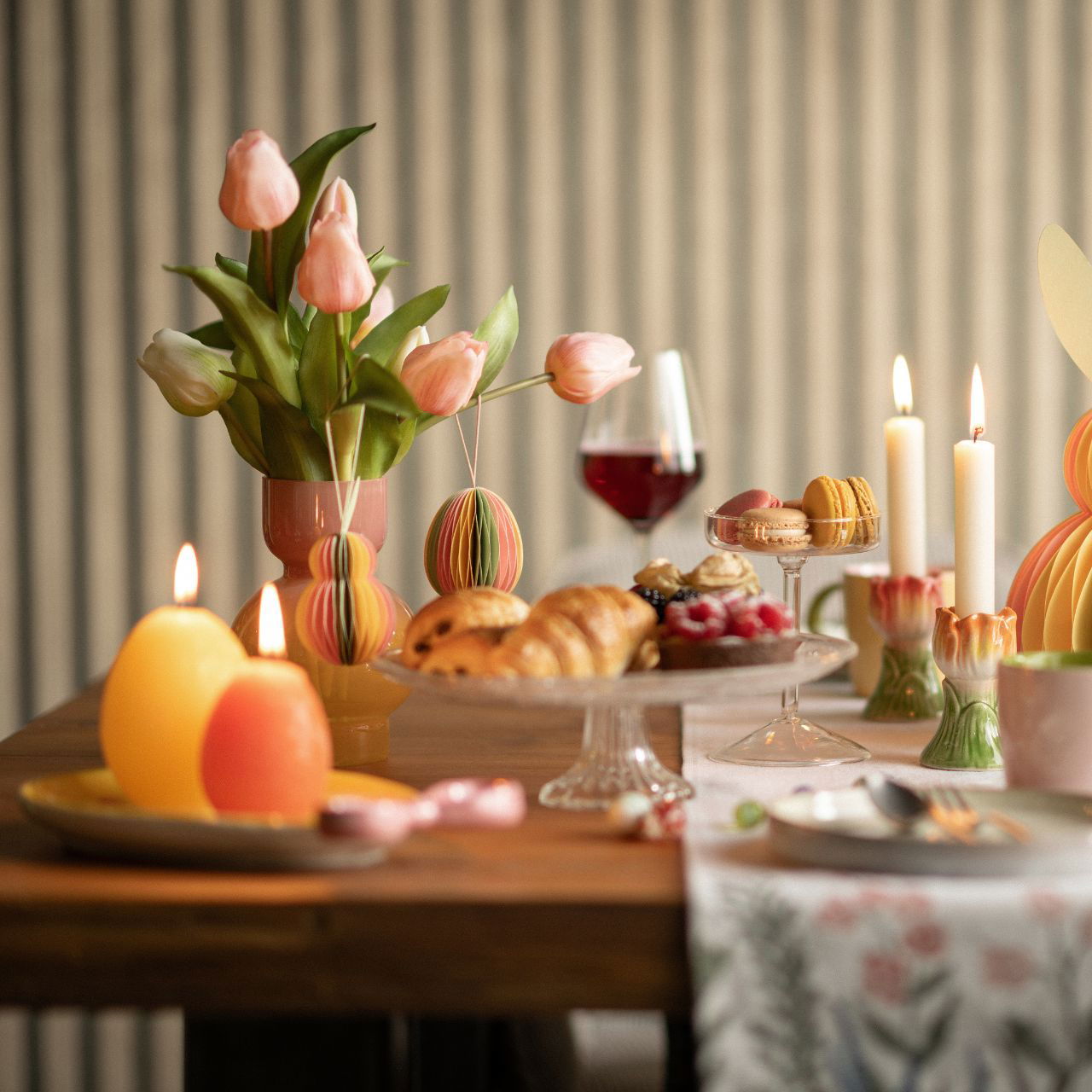 Suspension Honeycomb lapin en papier/carton, jaune/rose/vert (L/H/P) 5x10x5cm Kunst, Zubehör, Papier, Kunsthandwerk