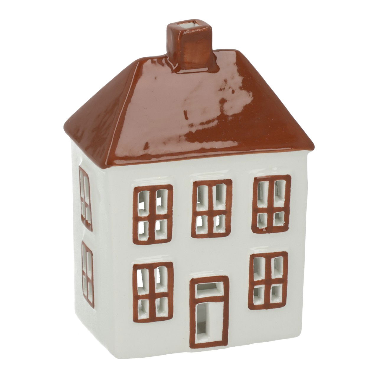 Windlicht Haus aus Keramik Braun (B/H/T) 9x13x6cm Töpferei, Kunst, Porzellan, Glas