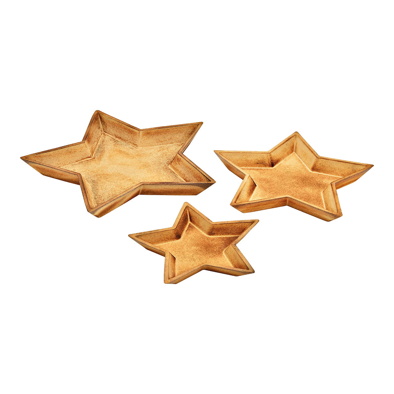 Plate set star of wood nature set of 3, (W/H/D) 39x3,5x39cm 32x3x32cm 24x2,5x24cm