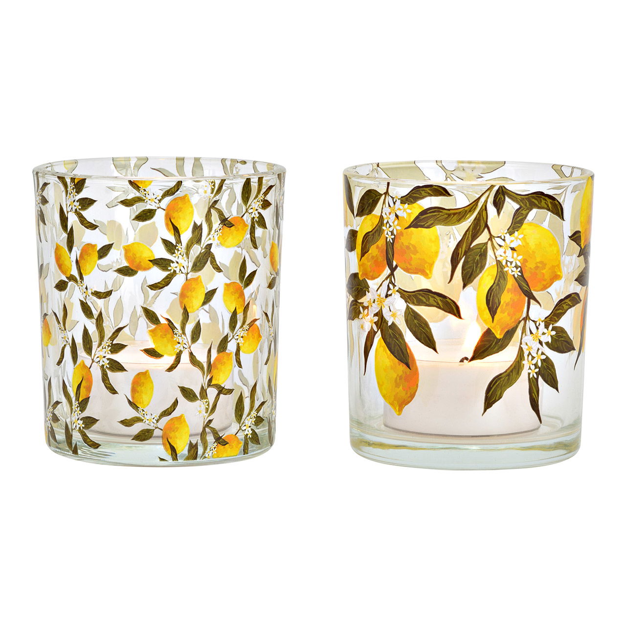 Glass lantern with lemon decor, 2 lights, yellow/green (W/H/D) 9x10x9cm Glass lantern with lemon decor, 2 lights, yellow/green (W/H/D) 9x10x9cm