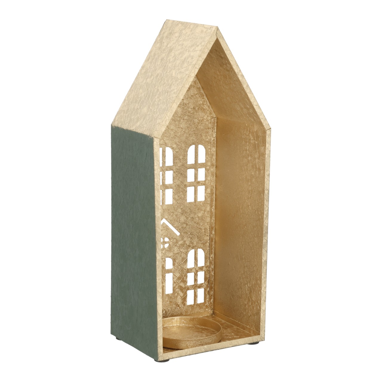 Deko-Haus, Schmuckhalter, Miniaturhaus, Goldfarben, Standdekoration
