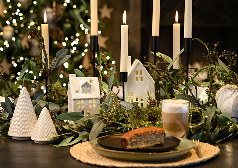 Weihnachtshänger Eicheln aus Holz Weiß, gold (B/H/T) 9x15x9cm