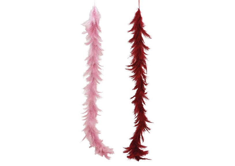 Guirnalda de plumas Burdeos, rosa, 2 pliegues, (H) 110cm
