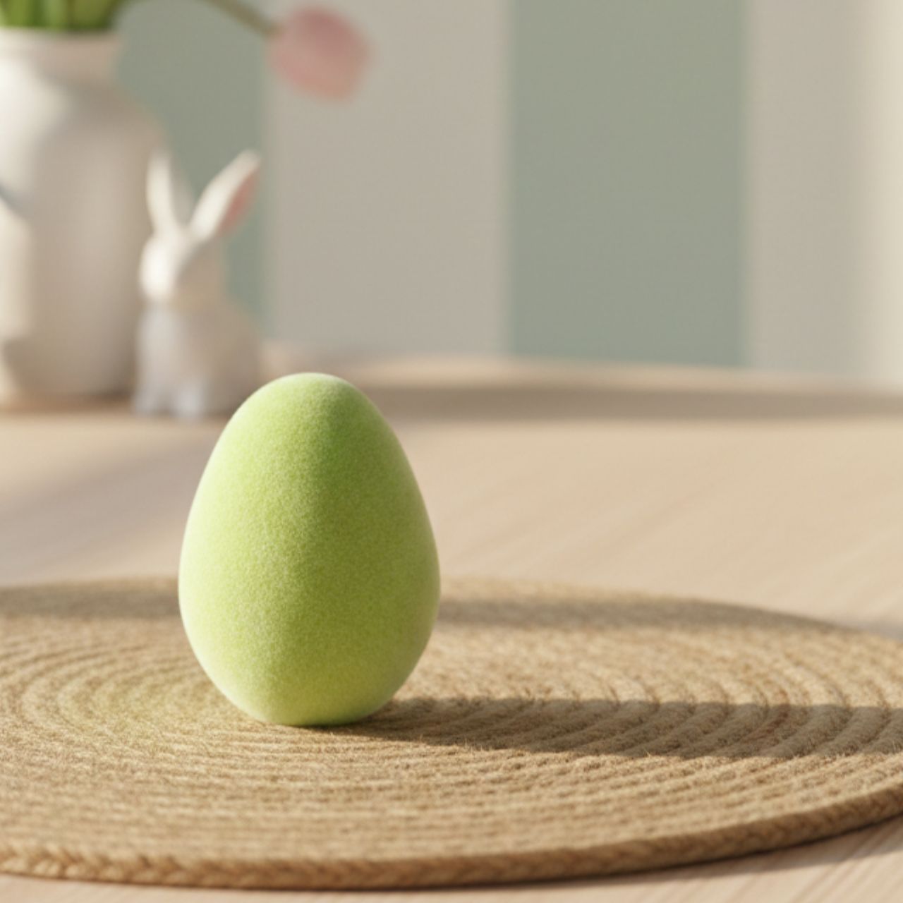 Oeuf de Pâques floqué en plastique, vert (L/H/P) 7x10x7cm Oeuf de Pâques floqué en plastique, vert (L/H/P) 7x10x7cm