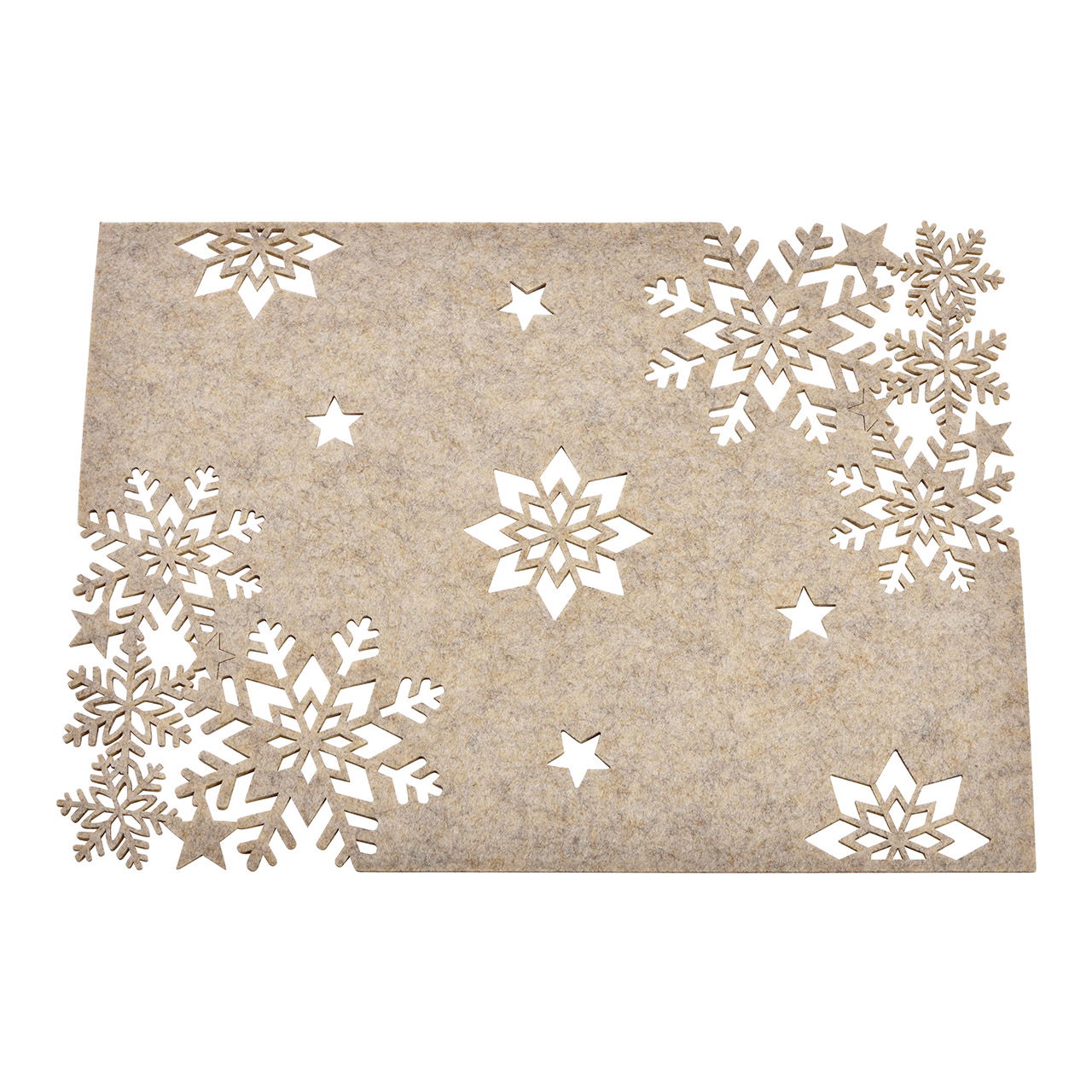 Mantel individual de fieltro copo de nieve beige (A/A) 40x30cm