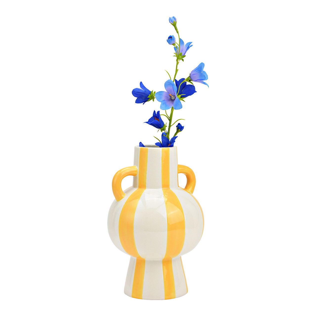 Vase rayé en céramique,jaune/blanc (L/H/P) 15x24x15cm Vase rayé en céramique,jaune/blanc (L/H/P) 15x24x15cm