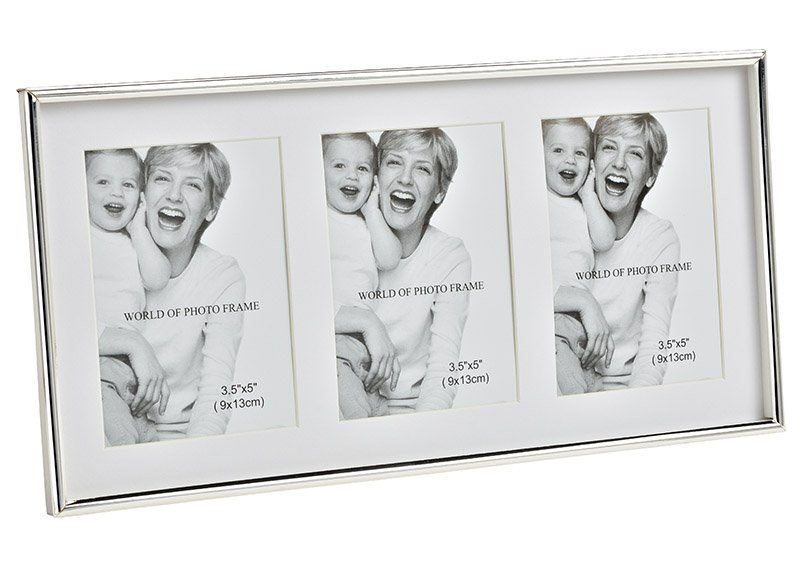 Photo frame silver plated for 3s 9x13cm photos of metal silver (W/H/D) 36x18x2cm