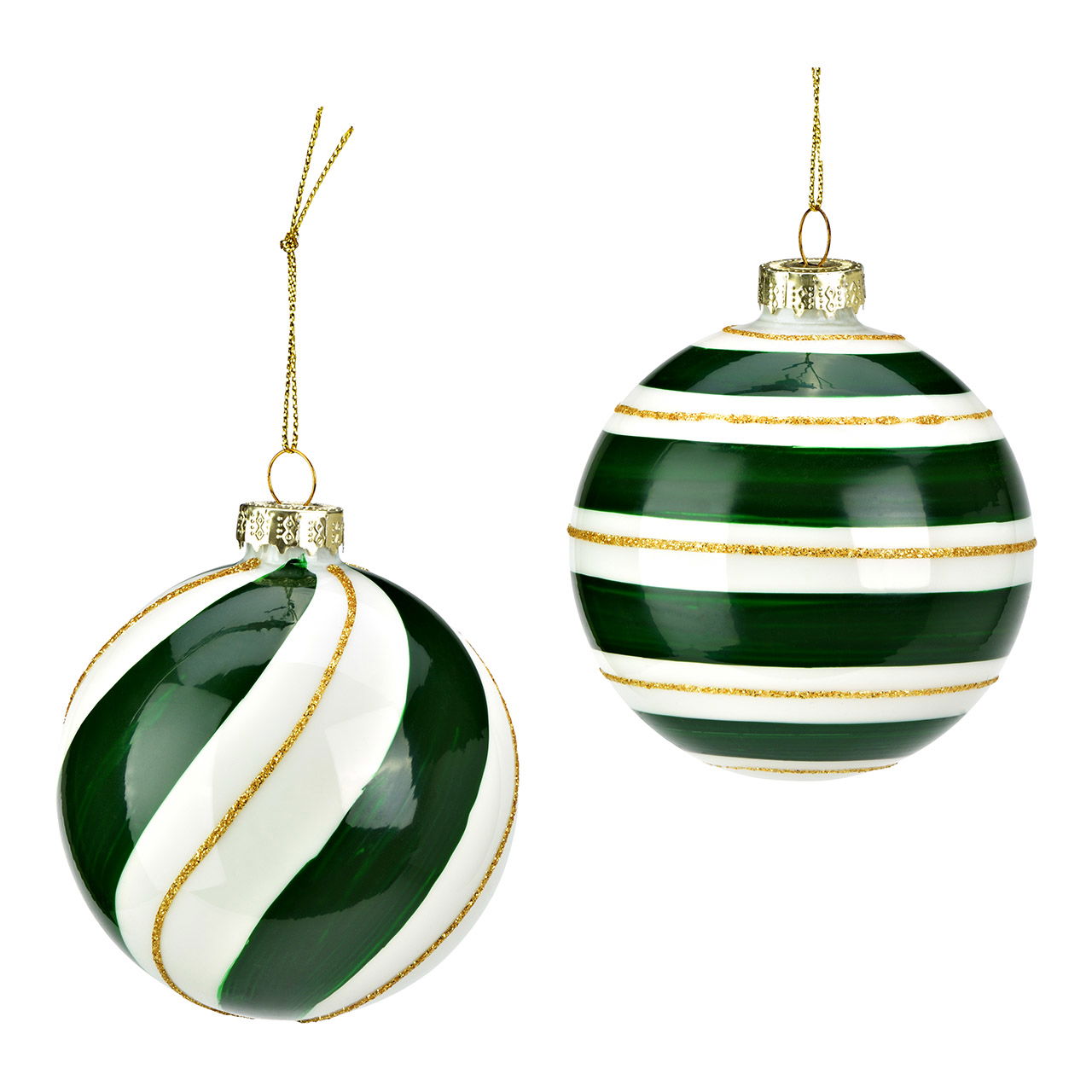 Weihnachtskugel aus Glas, 2-fach, Grün/Weiß Ø8cm Weihnachtskugel aus Glas, 2-fach, Grün/Weiß Ø8cm