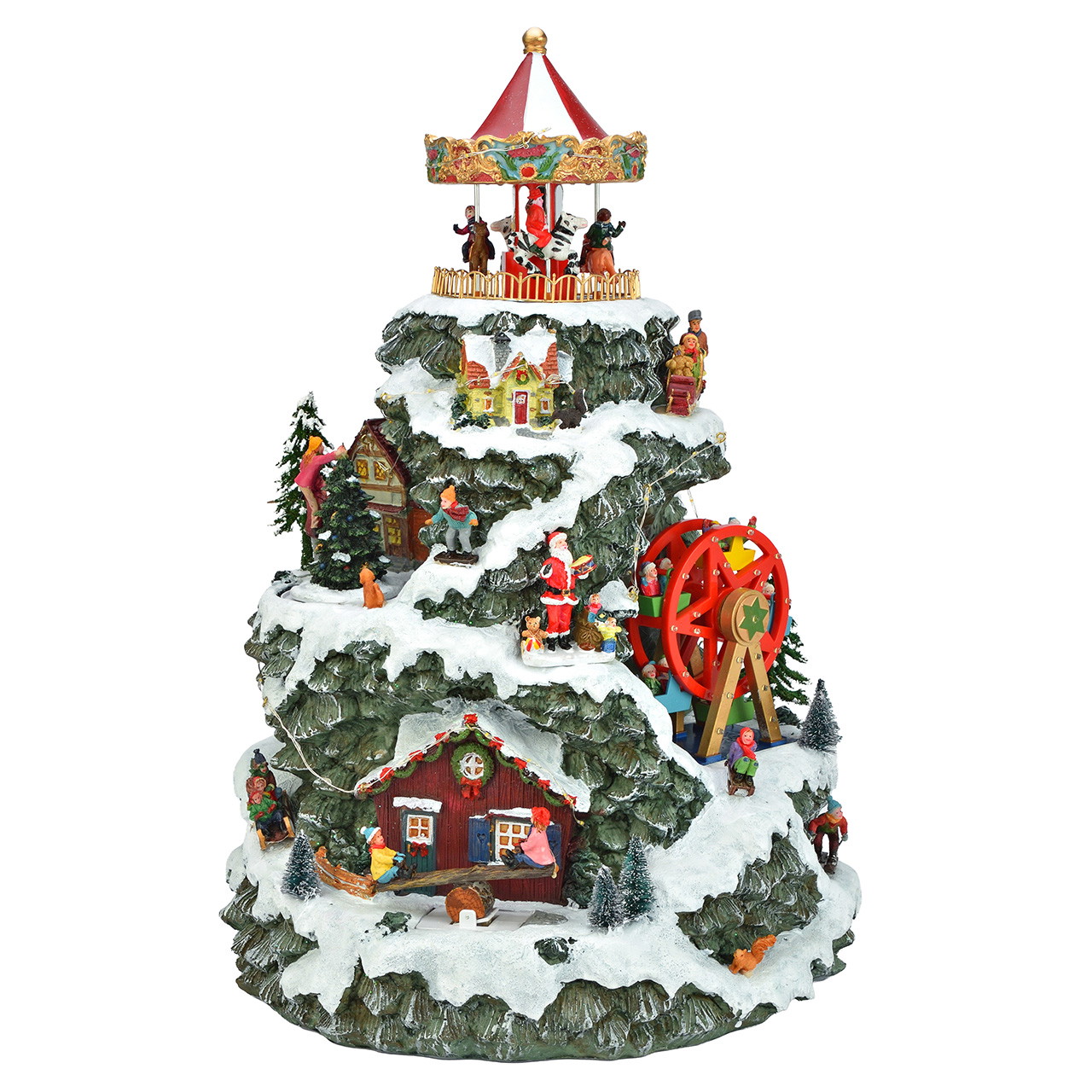 Weihnachtsdekoration, Winterdorf, Karussell, Schneelandschaft, Beleuchtete Weihnachtsfigur