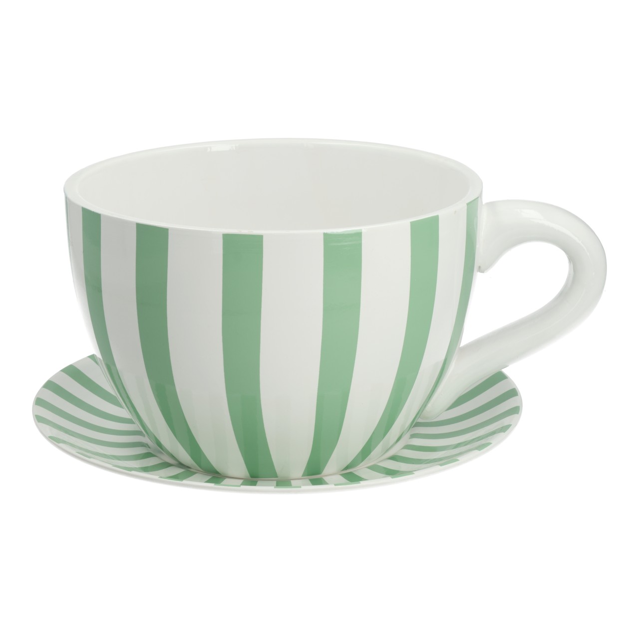 Teetasse, Tasse, Grün-weiss, Streifen, Porzellan