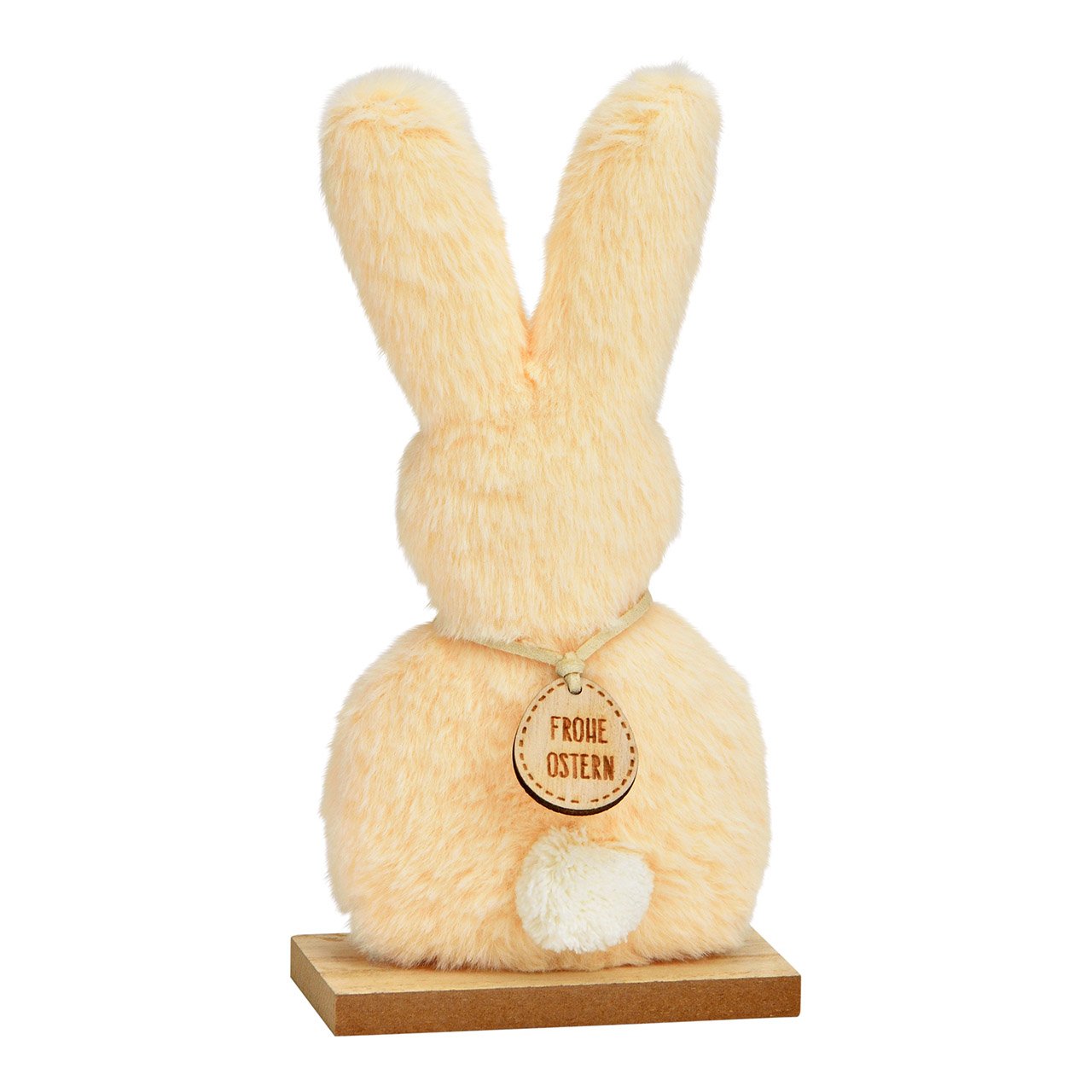 Stand rabbit made of plush on a wooden base peach (W/H/D) 10x19x5cm