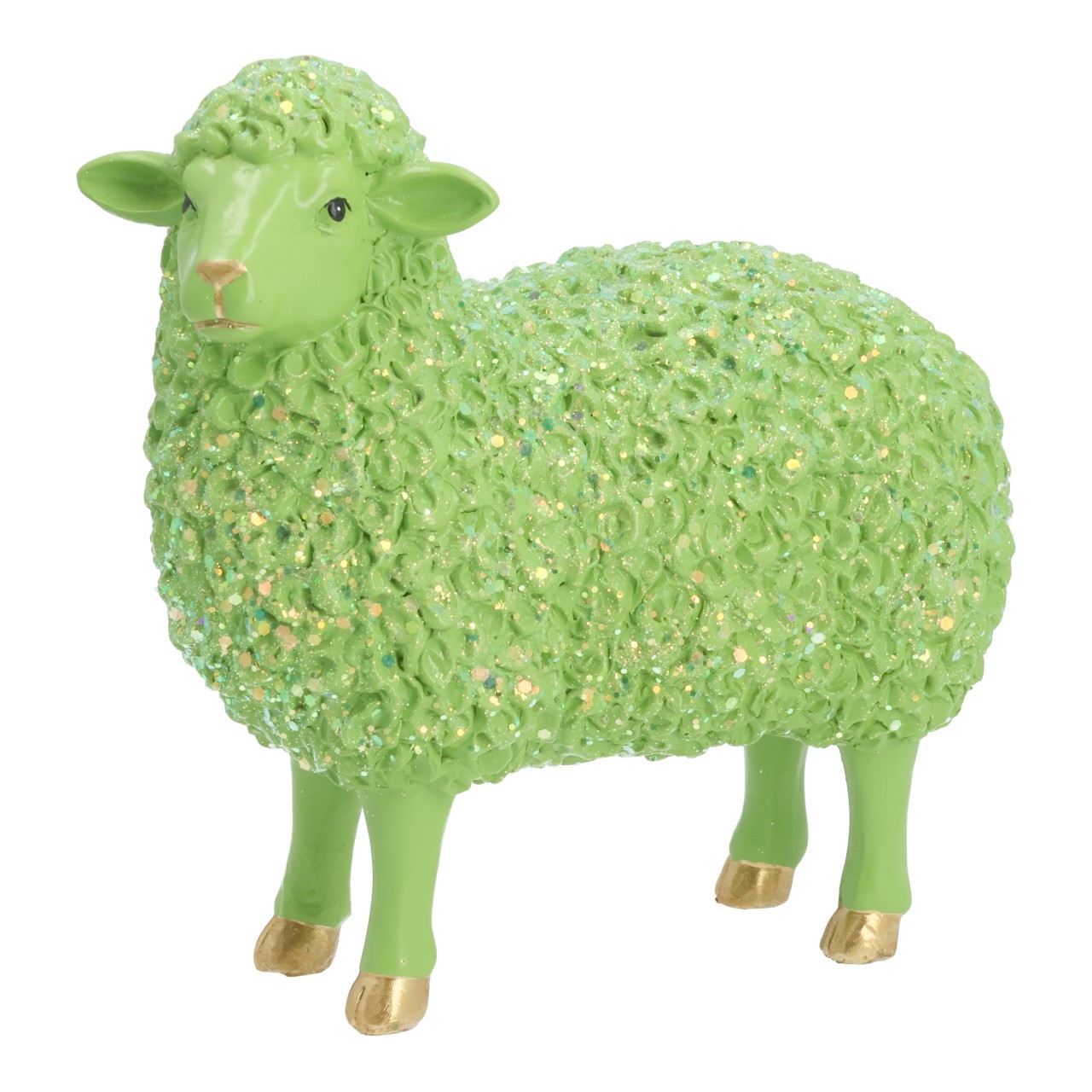 Schafe glitzernd aus Poly Grün (B/H/T) 16x16x6cm Schaf, grün, Glitzer, Figur, Dekoration