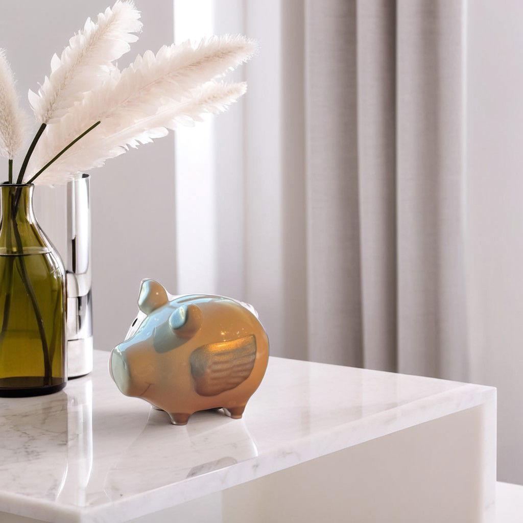 KCG Sparschwein Engelschwein aus Keramik, Weiß/Silber (B/H/T) 12,5x9x9 cm Kleinschwein KCG Sparschwein Engelschwein aus Keramik, Weiß/Silber (B/H/T) 12,5x9x9 cm Kleinschwein