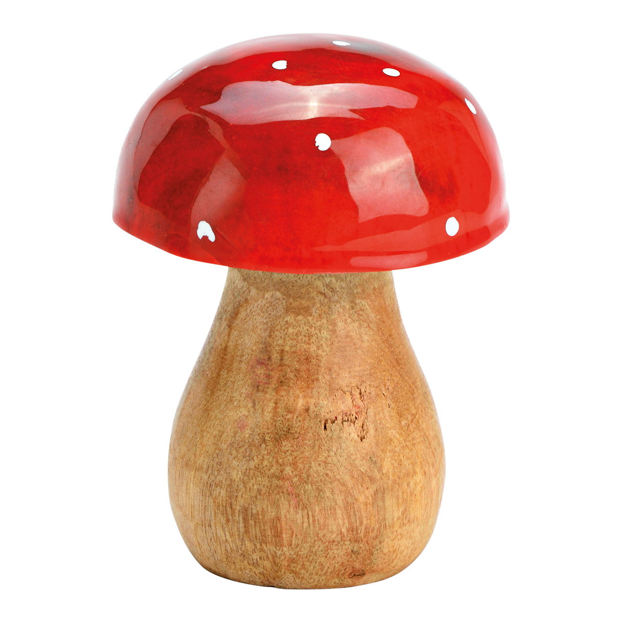 Champignon en bois de manguier Rouge (L/H/P) 6x10x6cm