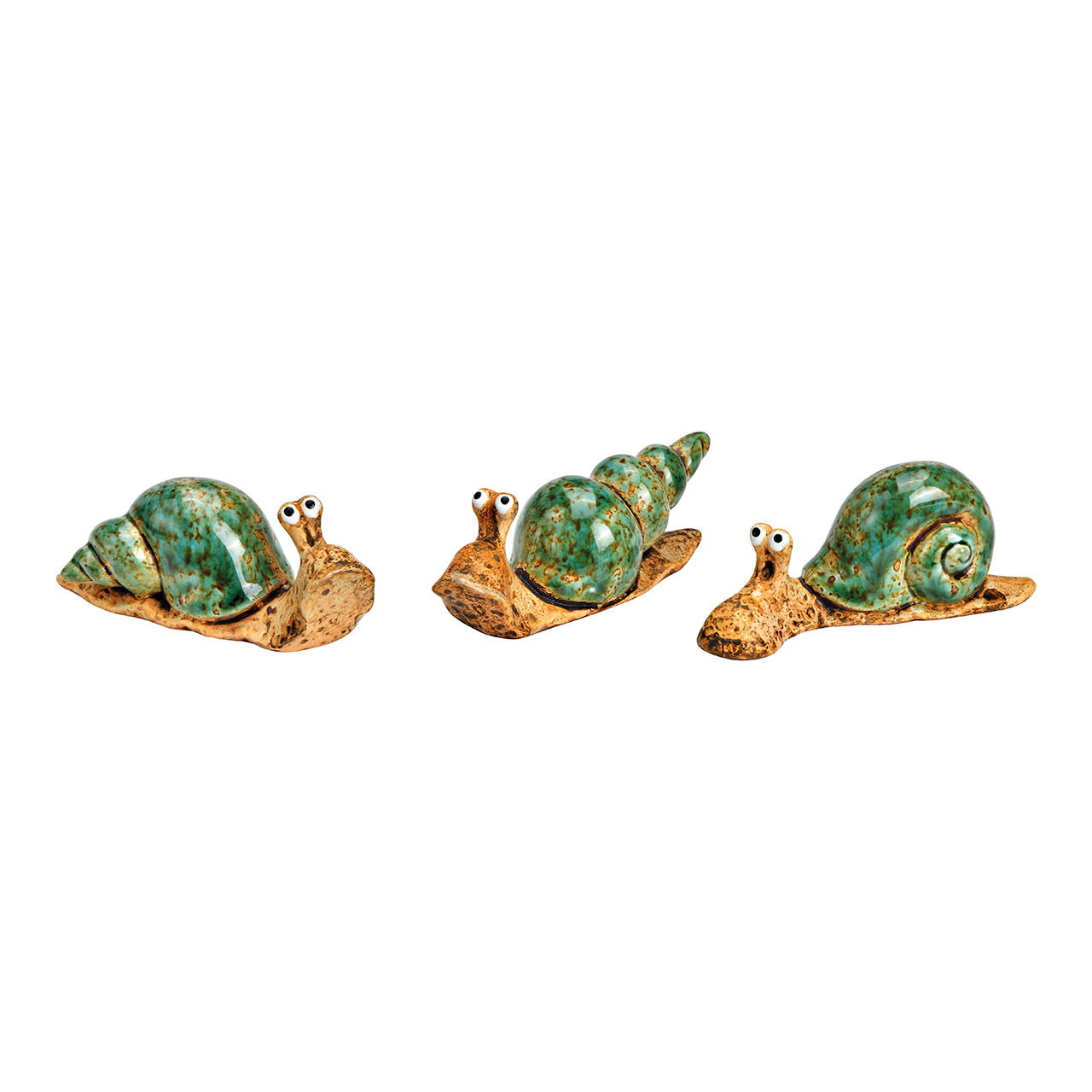 Schnecke aus Keramik grün 3-fach, (B/H/T) 10x5x4cm Schnecke aus Keramik grün 3-fach, (B/H/T) 10x5x4cm